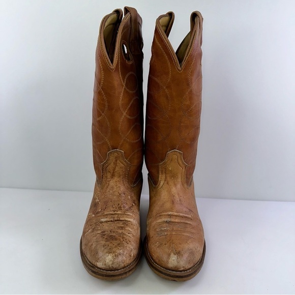 Acme Men's 4607 Brown Mid-Calf Almond Toe Cowboy Western Boots - Size 8.5D - Picture 4 of 8